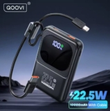 מטען נייד 10000mah עם כבלי טעינה מובנים